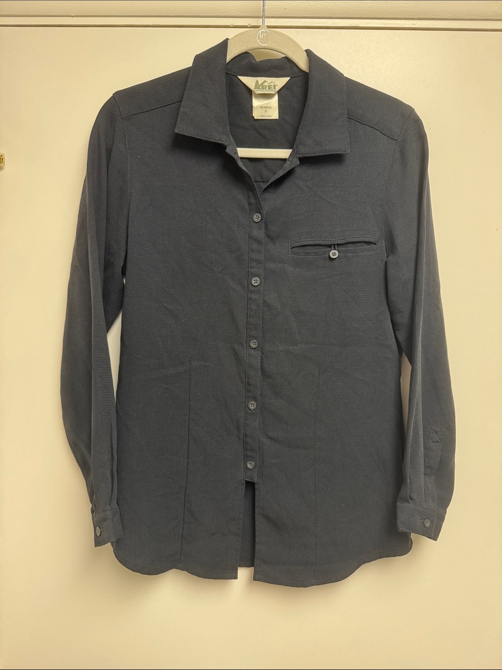 REI Women’s 100% Tencel Lyocell Textured Long Sleeve Button Up Shirt Size S Hike
